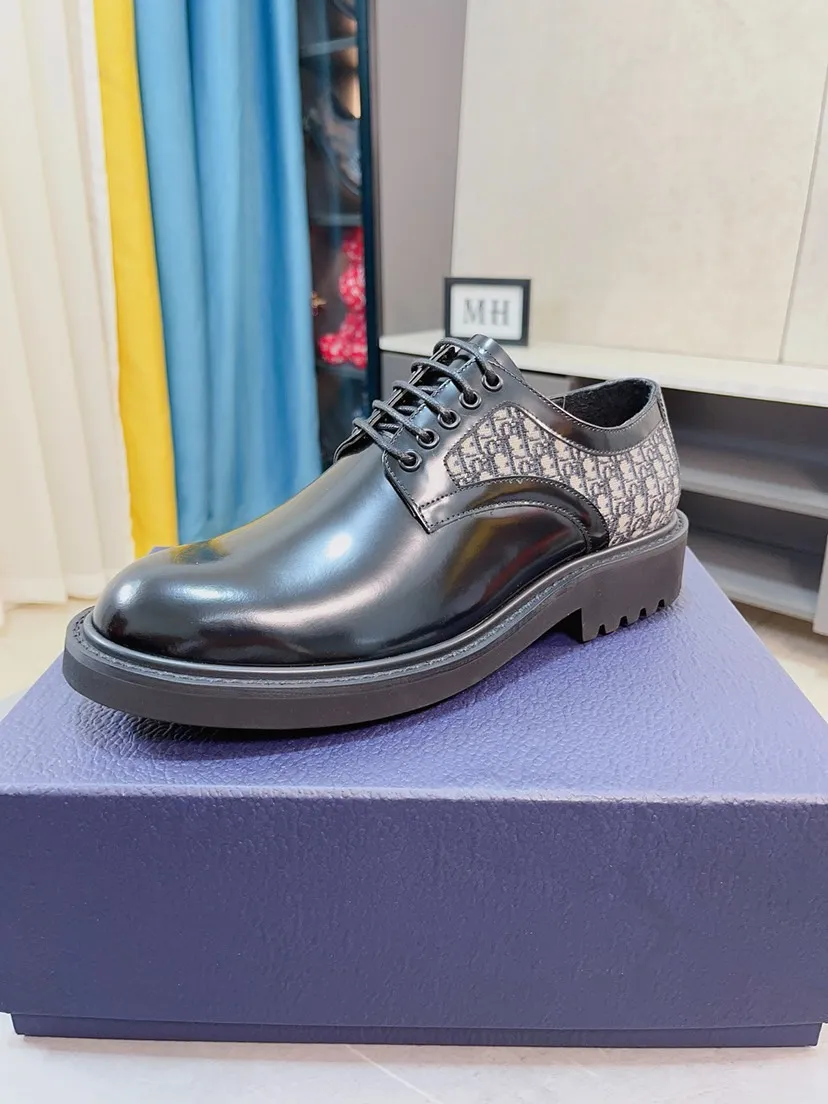 Men's shoes 💰560🌸🌸Water-dyed cow lining Original order quality Dior —🆘.Dior Original order purchase, high-end business leather shoes, fabric: Made of open-edge beaded cowhide imported from Italy➕Water-dyed cow lining/cowhide lining➕Specially available original outsole, fine workmanship, real thing^_^Photographed🎬size: 38-44 (45 custom-made)